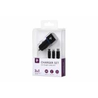 Зарядное устройство 2E Car 2хUSB 2.4A + кабель 3в1 Lightning/microUSB/Type-C), blac (2E-ACR01-C3IN1) Diawest