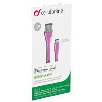 Дата кабель USB 2.0 AM to Lightning 1.0m pink CellularLine (USBDATACFLMFIIPH5P) Diawest