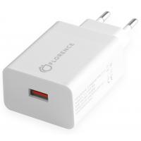 Зарядний пристрій Florence 1USB QC 3.0 + microUSB cable White (FL-1050-WM) Diawest