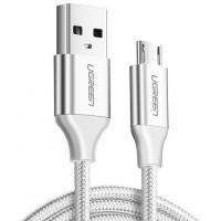 Дата кабель USB 2.0 AM to Micro 5P 1.0m US290 Aluminum Braid White UGREEN (60151) Diawest