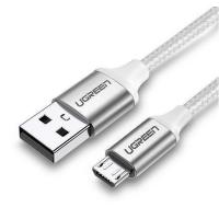 Дата кабель USB 2.0 AM to Micro 5P 1.0m US290 Aluminum Braid White UGREEN (60151) Diawest