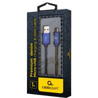 Дата кабель USB 2.0 AM to Micro 5P 1.0m corner Cablexpert (CC-USB2J-AMmBML-1M-BL) Diawest