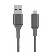 Дата кабель USB 2.0 AM to Lightning 1.2m Smart LED gray Belkin (CAA007BT04GR) Diawest