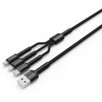 Дата кабель USB 2.0 AM to Lightning + Micro 5P + Type-C 4.0A (20W) ColorWay (CW-CBU3003-GR) Diawest