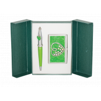 Ручка шариковая Langres набор ручка + визитница Crystal Heart Зеленый (LS.122008-04) Diawest