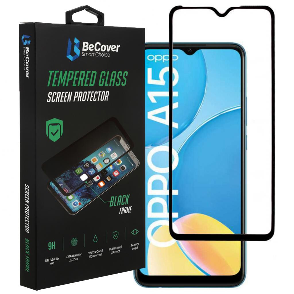 Стекло защитное BeCover OPPO A15s Black (706087) Diawest