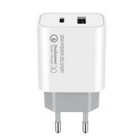 Зарядний пристрій ColorWay Type-C PD + USB QC3.0 (20W) V2 white (CW-CHS025QPD-WT) Diawest