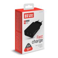 Зарядное устройство ColorWay 2USB AUTO ID 2.1A (10W) black (CW-CHS015-BK) Diawest
