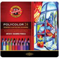 Олівці кольорові Koh-i-Noor Polycolor художні метал. пенал 24 кольорів (3824024002PL) Diawest