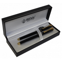 Ручка пір'яна Regal набір перо + ролер в подарунковому футлярі Чорний (R12223.L.RF) Diawest