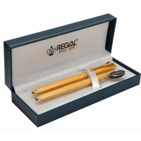 Ручка пір'яна Regal набір перо + ролер в подарунковому футлярі Золото (R12208.L.RF) Diawest