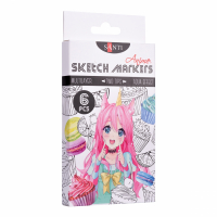 Маркер Santi набір двосторонніх sketch Anime 6 шт (390550) Diawest