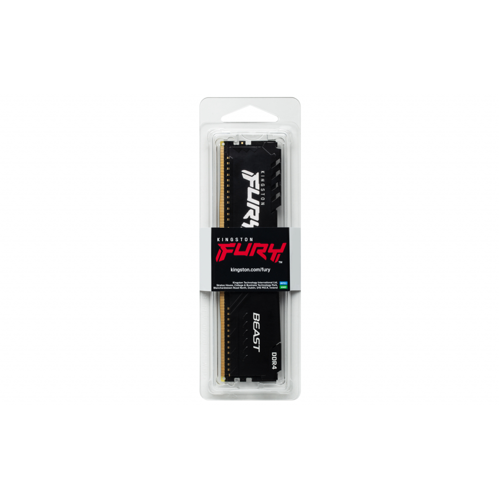 Модуль пам'яті для комп'ютера DDR4 8GB 2666 MHz Fury Beast Black Kingston Fury (ex.HyperX) (KF426C16BB/8) Diawest
