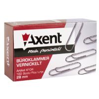 Скрепки канцелярские Axent rounded, nickel-plated, with a bend, 28 мм 100 шт (4104-А) Diawest