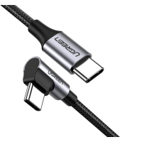Дата кабель USB Type-C to Type-C 1.0m US255 Angled 3A (Gray