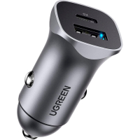 Зарядний пристрій Ugreen CD130 20W USB + Type-C PD Car Charger (Gray) (30780) Diawest