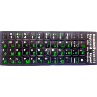 Наклейка на клавіатуру AlSoft непрозора EN/RU (11x13мм) чорна (кирилиця зелена) textured (A46197) Diawest