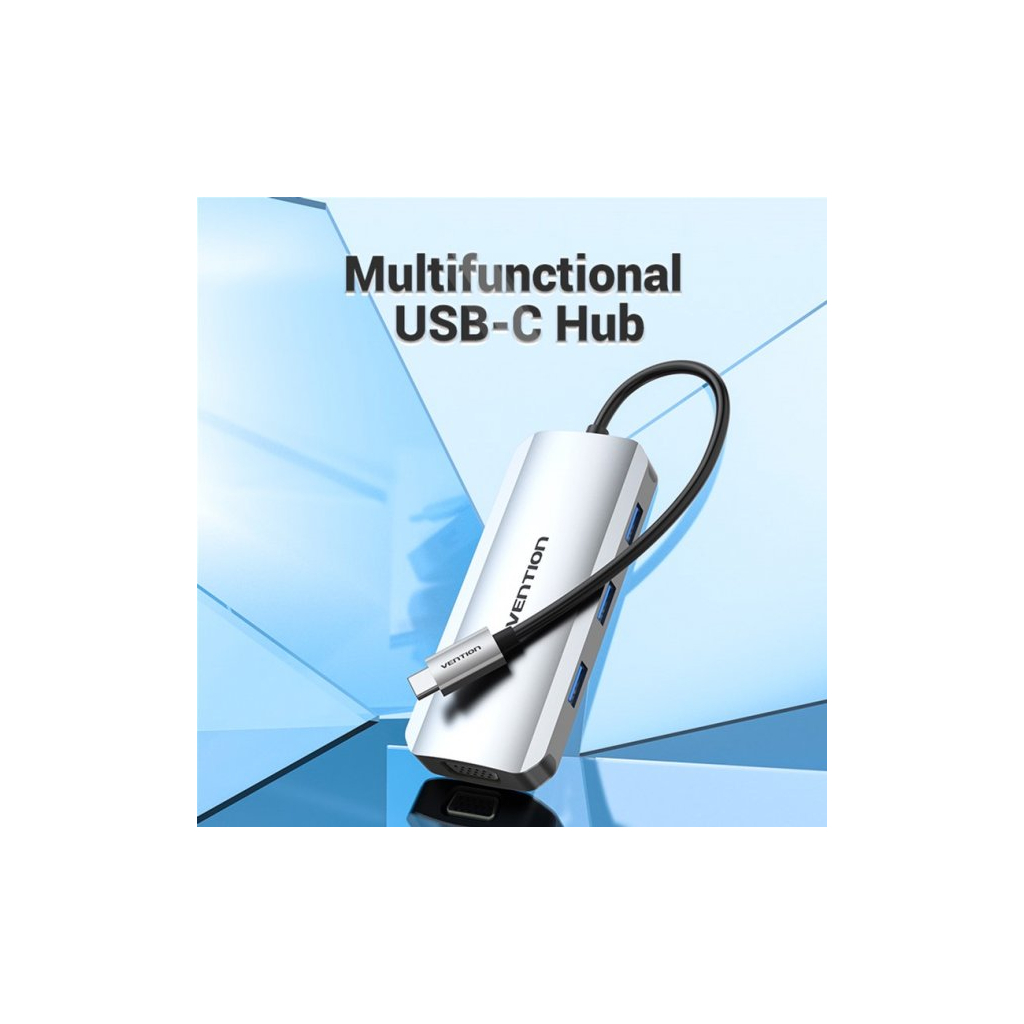 Концентратор Vention USB3.1 Type-C --> HDMI/VGA/USB 3.0x3/PD 100W Hub 6-in-1 (TOIHB) Diawest