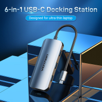 Концентратор Vention USB3.1 Type-C --> HDMI/USB-C Gen 1/USB 3.0x3/PD 100W Hub 6-i (TOFHB) Diawest
