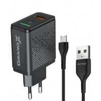 Зарядний пристрій Grand-X Fast Charge 3-в-1 QC3.0, FCP, AFC, 18W + cable microUSB (CH-650M) Diawest