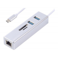 Перехідник Maxxter USB to Gigabit Ethernet, 2 Ports USB 3.0 + microSD/TF card r (NECH-2P-SD-01) Diawest