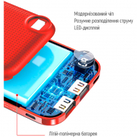 Батарея універсальна ColorWay 10 000 mAh Slim, Red (CW-PB100LPF2RD) Diawest