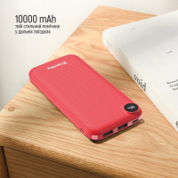 Батарея універсальна ColorWay 10 000 mAh Slim, Red (CW-PB100LPF2RD) Diawest