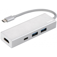 Концентратор Hama USB-C to 2x USB-A, USB-C, HDMI Aluminium Silver (00135756) Diawest