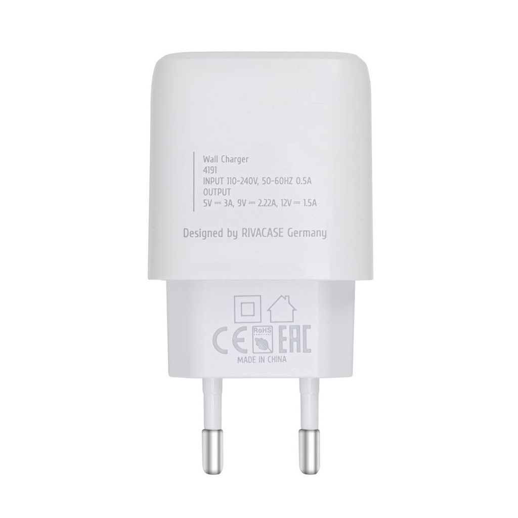 Зарядное устройство RivaCase 1 USB Type-C, PD 20W (PS4191 W00 (White)) Diawest