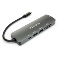 Концентратор Vinga USB Type-C 3.1 to HDMI+USB3.0+USB 2.0+SD/microSD+PD 6in1 (VHC6) Diawest