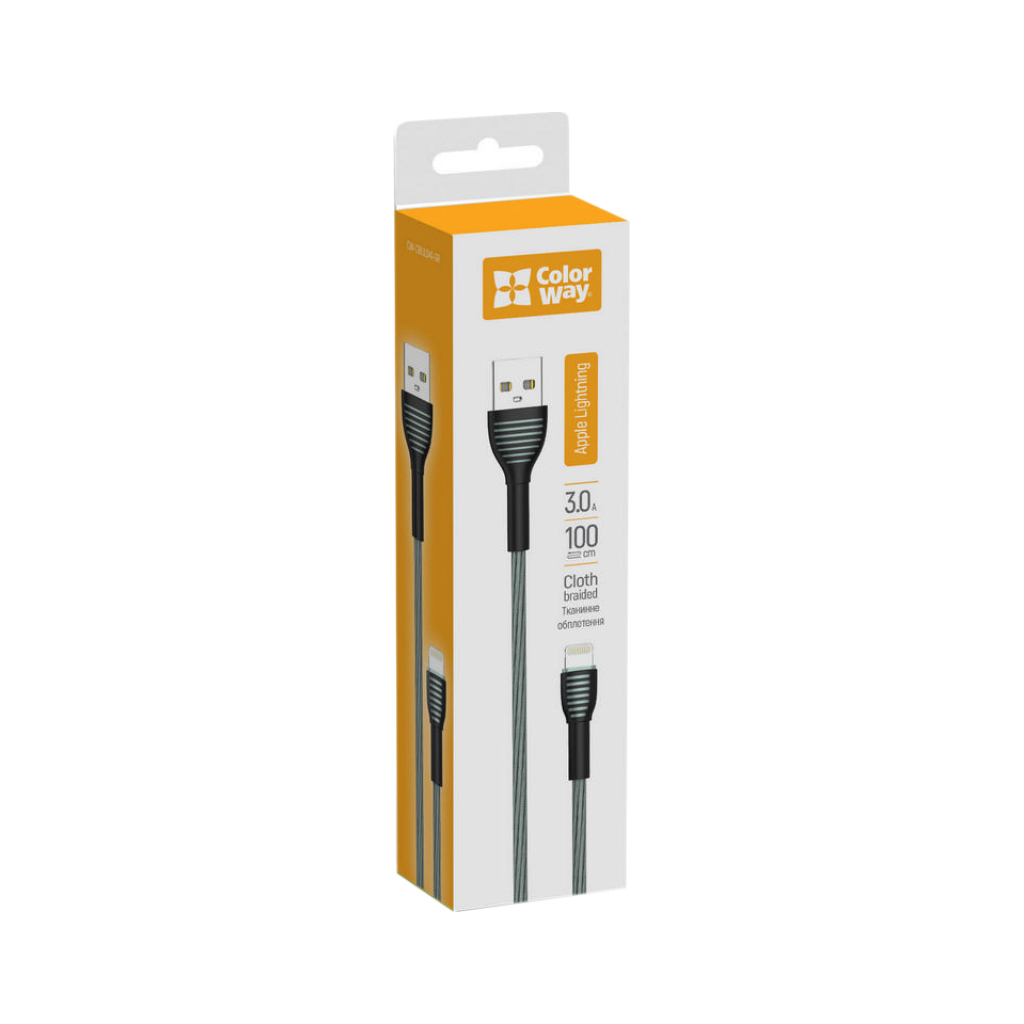 Дата кабель USB 2.0 AM to Lightning 1.0m ColorWay (CW-CBUL041-GR) Diawest