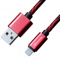 Дата кабель USB 2.0 AM to Lightning 1.0m Red/Black Grand-X (FL05RB) Diawest