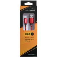 Дата кабель USB 2.0 AM to Lightning 1.0m Red/Black Grand-X (FL05RB) Diawest