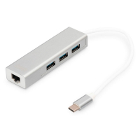 Концентратор Digitus USB-C - USB 3.0 3 Port Hub + Gigabit Ethernet (DA-70255) Diawest