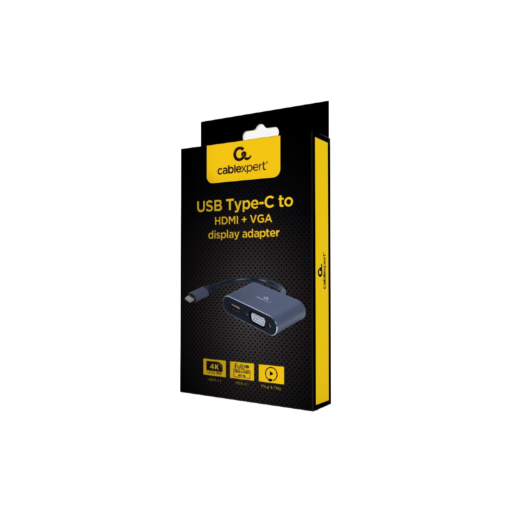 Перехідник USB-C to HDMI/VGA, 4К 30Hz Cablexpert (A-USB3C-HDMIVGA-01) Diawest
