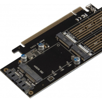 Плата розширення Frime PCI-E x16 до 2xM.2 (NVME+SATA) + 1x mSATA (ECF-PCIEtoSSD009.LP) Diawest