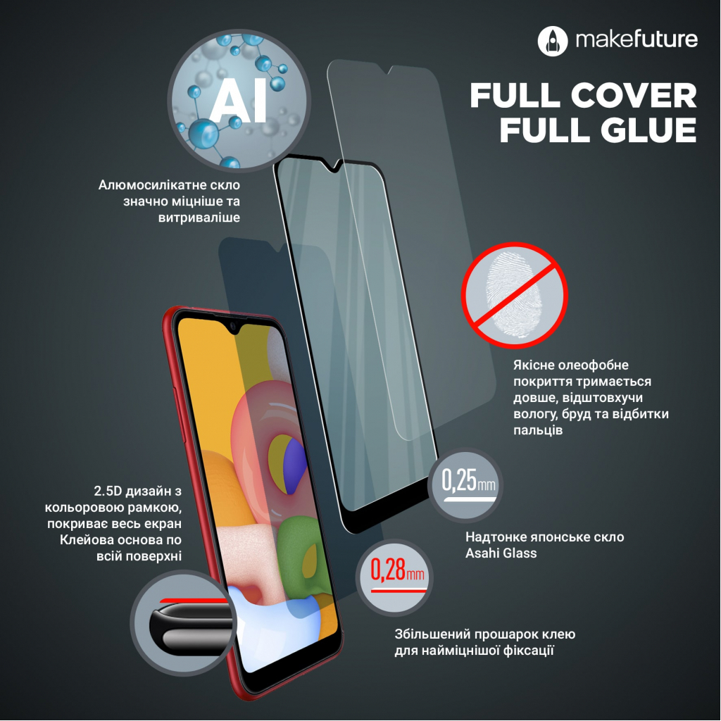 Скло захисне MakeFuture Nokia C30 Full Cover Full Glue (MGF-NC30) Diawest