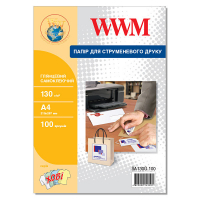Бумага WWM A4, Glossy, 130г, самоклейка, 100с (SA130G.100) Diawest