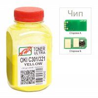 Тонер OKI C301/321, 50г Yellow+chip AHK (1505328) Diawest