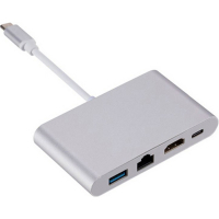 Концентратор Dynamode USB3.1 Type-C to 1хHDMI, 1хRJ-45, 1хUSB 3.0, 1хUSB Type-C Fe (Multiport USB 3.1 Type-C to HDMI-RJ45) Diawest