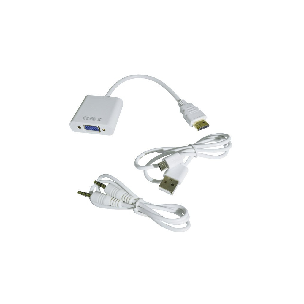 Перехідник HDMI M to VGA F (з кабелями аудіо і живлення від USB) ST-Lab (U-990 white) Diawest