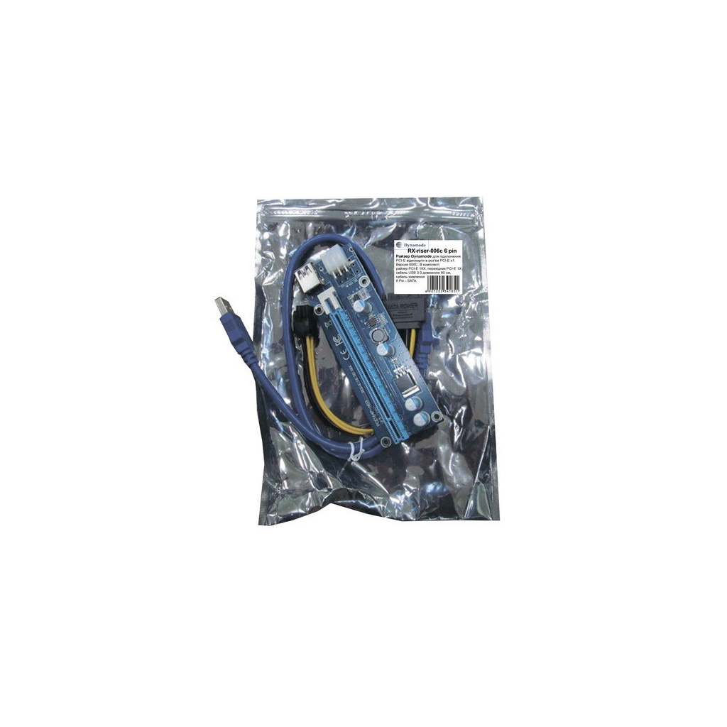 Райзер PCI-E x1 to 16x 60cm USB 3.0 Cable SATA to 6Pin Power v.006C Dynamode (RX-riser-006c 6 pin) Diawest