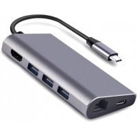 Переходник Dynamode USB3.1 Type-C to HDMI, 3хUSB3.0, RJ45, USB Type-C Female, SD (Dock-USB-TypeC-HDMI-USB3.0-RJ45) Diawest