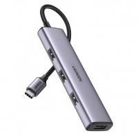 Концентратор Ugreen 4-port 1m USB 2.0 CM473 gray (20841) Diawest
