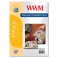 Плівка для друку WWM A3, 150мкм, 20л, for inkjet, transparent (F150INA3.20) Diawest