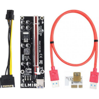 Райзер Dynamode PCI-E x1 to 16x 60cm USB 3.0 Red Cable SATA to 6Pin Power v. (RX-riser 009S Plus) Diawest