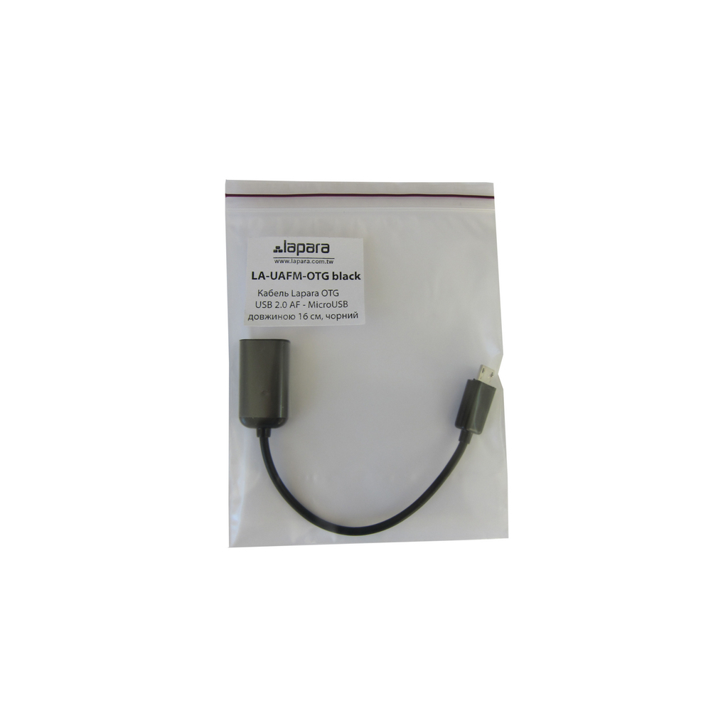 Дата кабель OTG USB 2.0 AF to Micro 5P 0.16m Lapara (LA-UAFM-OTG black) Diawest
