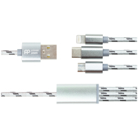 Дата кабель USB 2.0 AM to Lightning + Micro 5P + Type-C 1.0m 2.1A PowerPlant (CA910663) Diawest