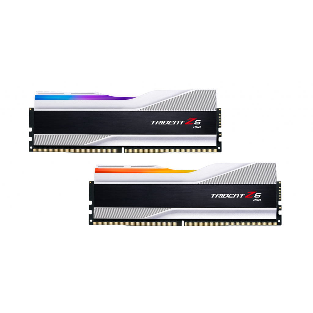 Модуль пам'яті для комп'ютера DDR5 32GB (2x16GB) 6000 MHz Trident Z5 RGB Silver G.Skill (F5-6000J4040F16GX2-TZ5RS) Diawest