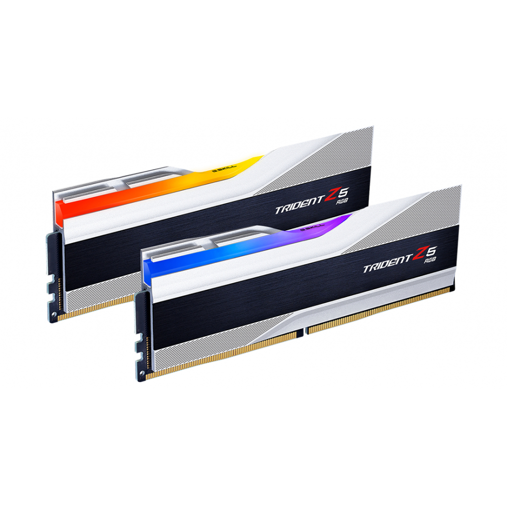 Модуль пам'яті для комп'ютера DDR5 32GB (2x16GB) 6000 MHz Trident Z5 RGB Silver G.Skill (F5-6000J4040F16GX2-TZ5RS) Diawest
